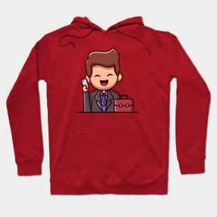 Businessman With Phone And Suitcase (2) Hoodie